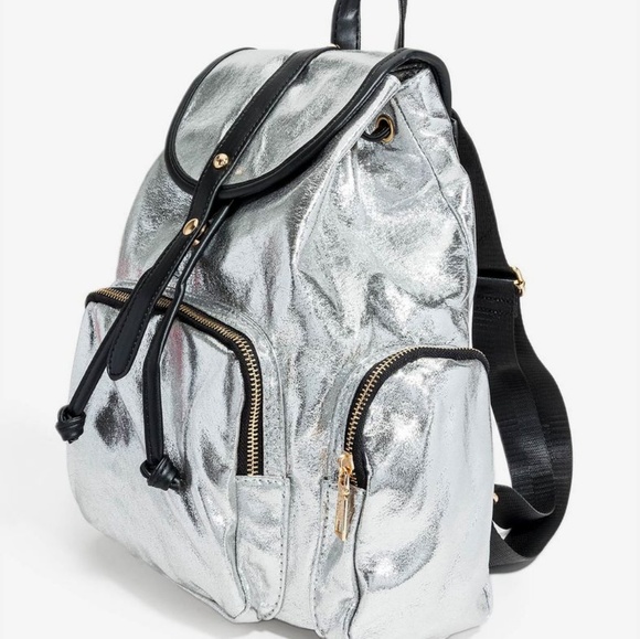 SALE!! Metallic Silver Backpack - Picture 2 of 4